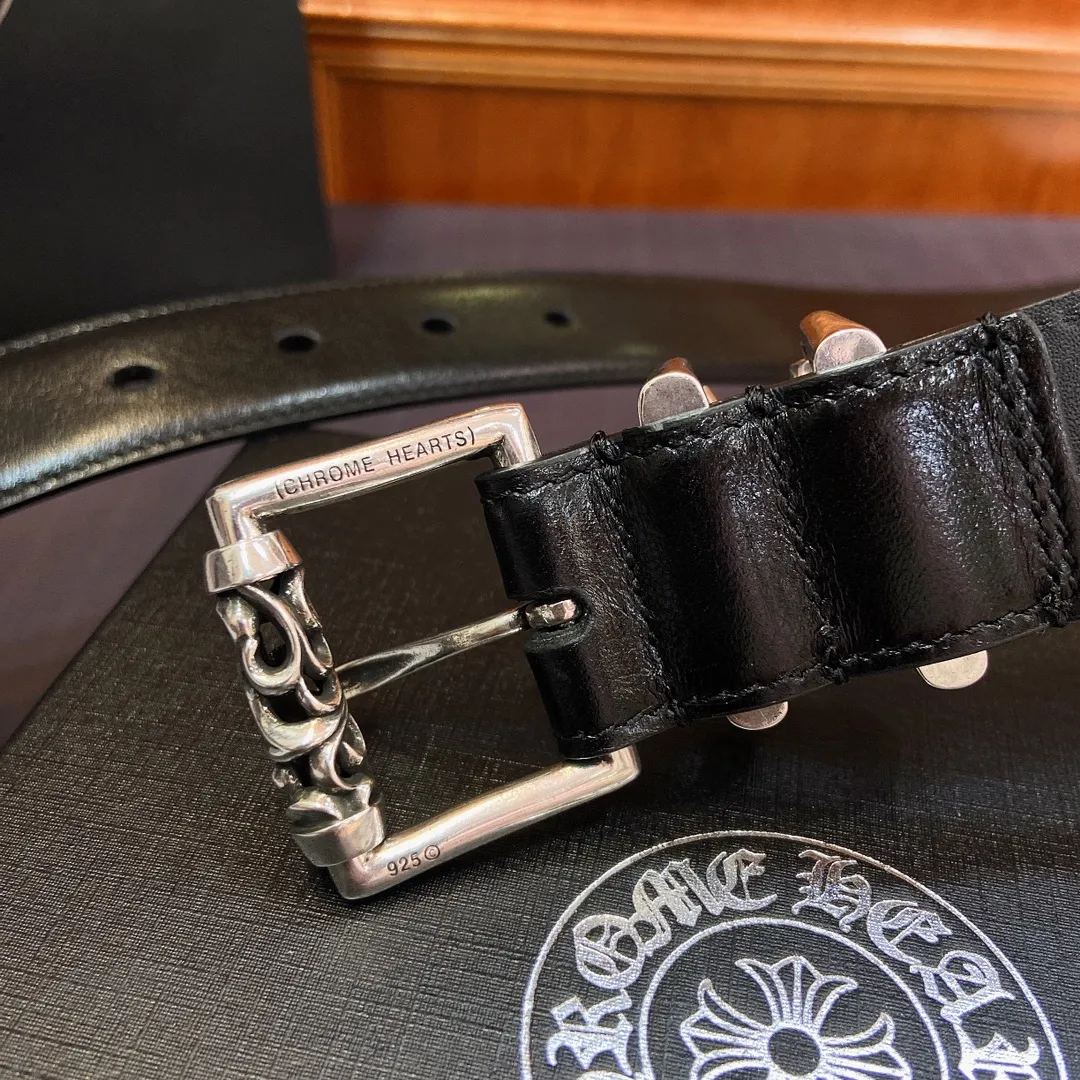 𝐂𝐡𝐫𝐨𝐦𝐞𝐇𝐞𝐚𝐫𝐭𝐬 Kroxin Rotating Roller Roman Column Pin Buckle Belt [Fixed Style], silver-plated s925 brass buckle and imported wax leather belt, very cool. Width 3.0cmp520